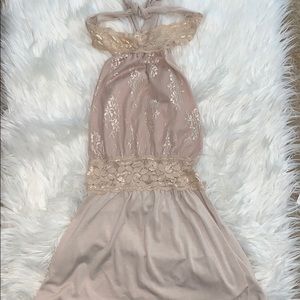 Charlotte Russe Cream Lace Halter Top